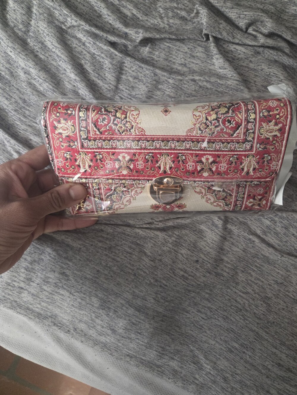 Israel Red Patterned Clutch Wallet - Elegant Print. Brand New Still Intact.